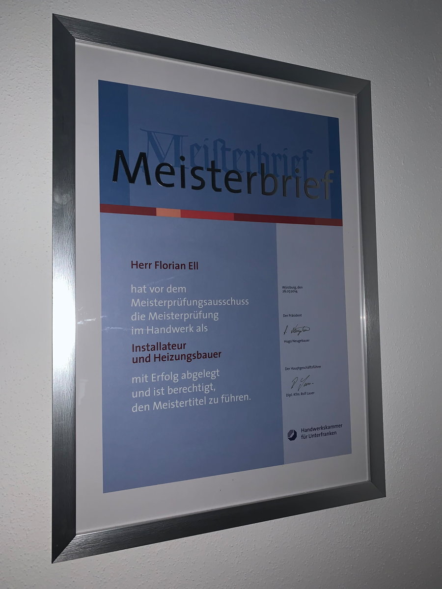 Meisterbrief von Florian Ell